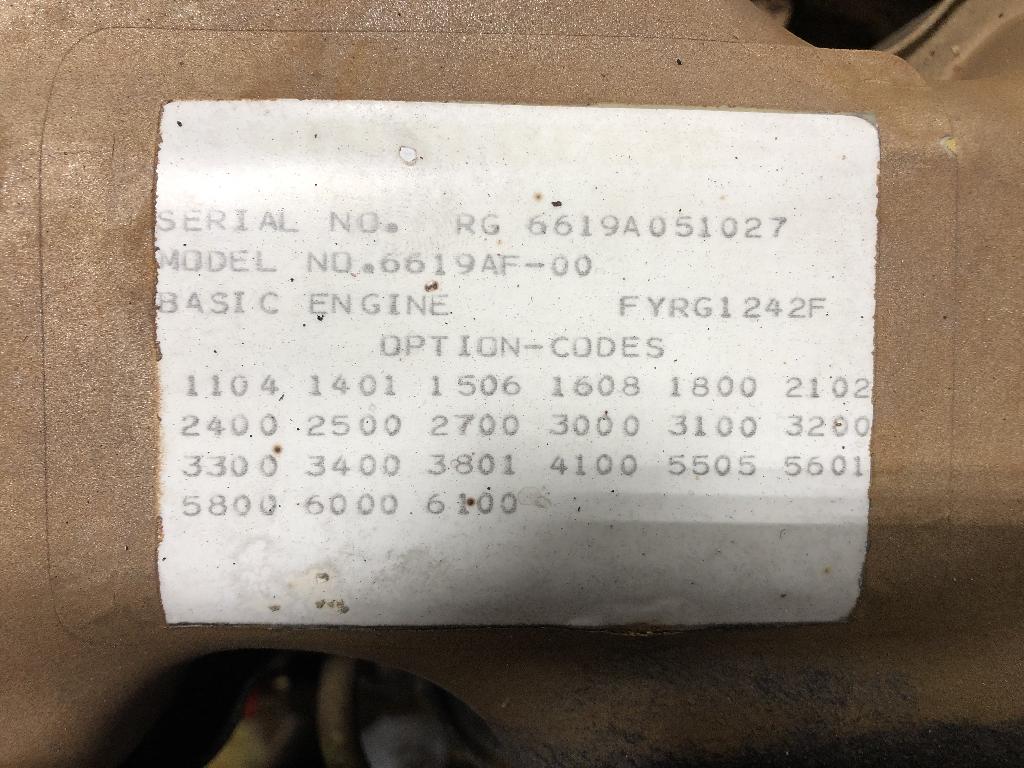 John Deere 6619 10.1L Running Engine